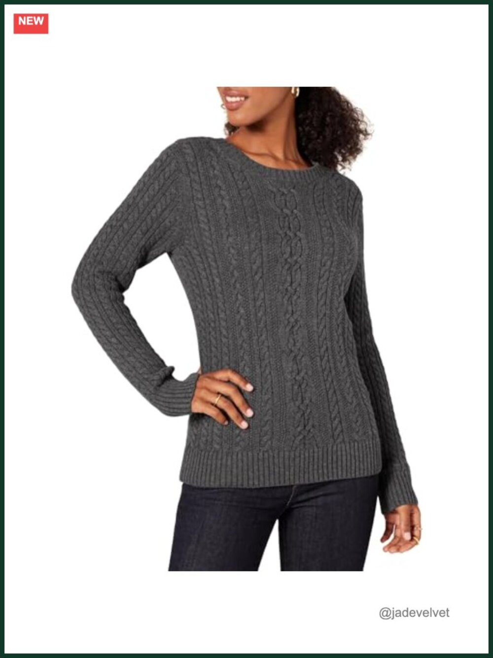 Soft Cotton Cable Knit Crewneck Sweater Regular Fit Pullover